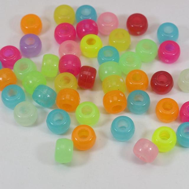 200 Mixed Luminous Color Acrylic Barrel Pony Beads 9x6mm For Kids Craft Kandi  - Beads - AliExpress